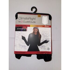 ClimateRight Cuddl Duds Thermal Guard Base Layer Crew LG Black NWT